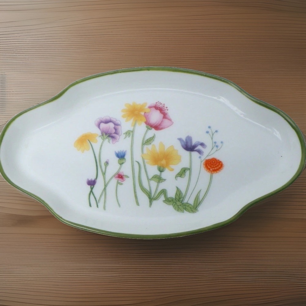 Vintage 70's Denby-Langley English Garden Small Tray Dish Floral Limoges France